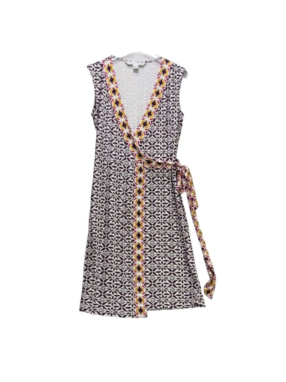 Diane Von Furstenberg Wrap Dress Geometric Purple Sleeveless Size 0 - Picture 11 of 12